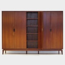 Large vintage mid century modern 5-door wardrobe in teak, 1960s