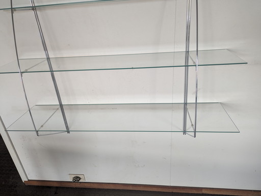 Vintage chrome& glass wall unit, Ikea, 1980s