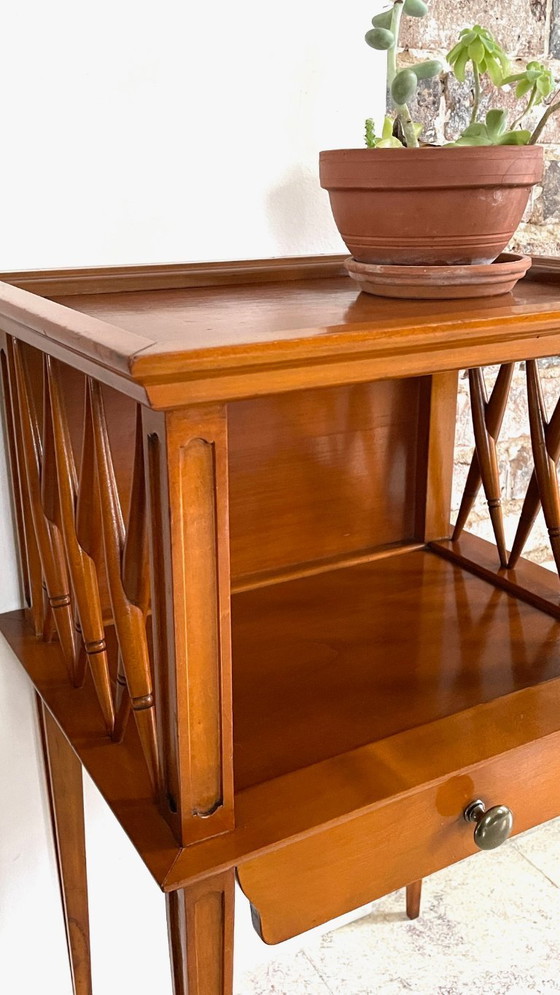 Image 1 of TABLE de Chevet pieds Compas VINTAGE