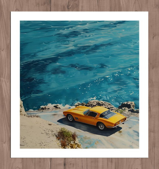 Alberto RICARDO - Auto en la playa - Künstlerleinwand