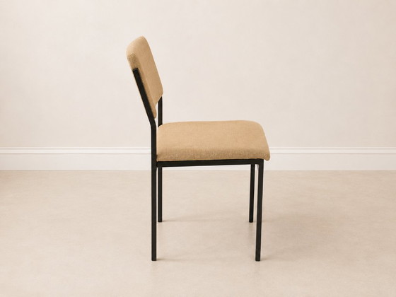 Image 1 of Set van 6 Pastoe SM07 eetkamerstoelen / Cees Braakman / jaren 60 / originele bekleding / zwart stalen frame