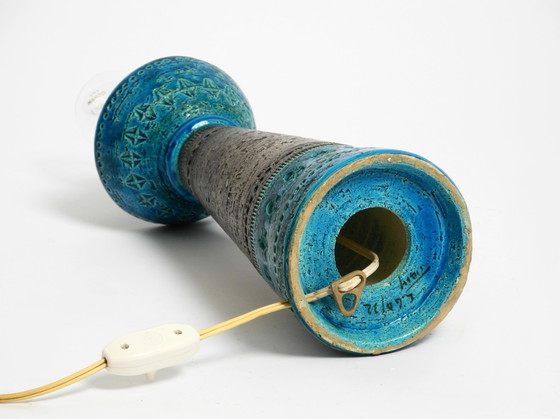 Image 1 of Beautiful 1960s Rimini Blue Ceramic Table Lamp by Aldo Londi for Bitossi, Italy