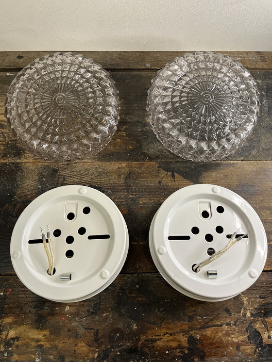 Image 1 of Vintage Set of 2 Crystal Ceiling Lamps