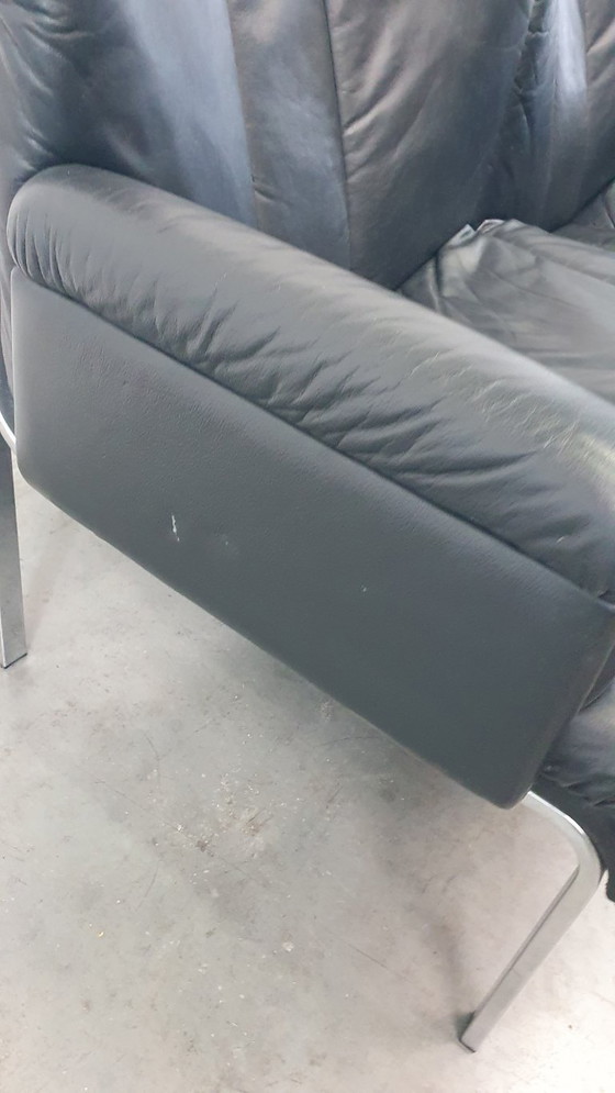 Image 1 of 3x Girsberger leather Eurochairs, Hans Eichenberger modular vintage 70s lounge