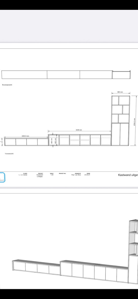 Image 1 of Pensile con panca da pranzo e pannelli murali esagonali