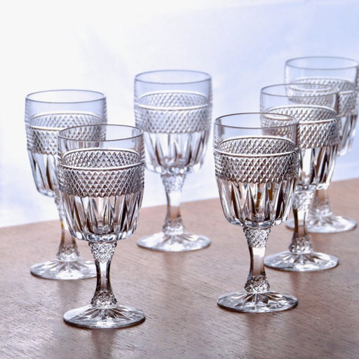 Vintage-Weingläser aus diamantgeschliffenem Kristall