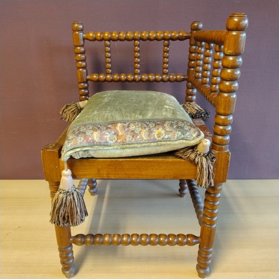 Image 1 of Sedia Bobbin vintage - sedia con pomelli - con cuscino - 42x42x68 cm (LxPxA)