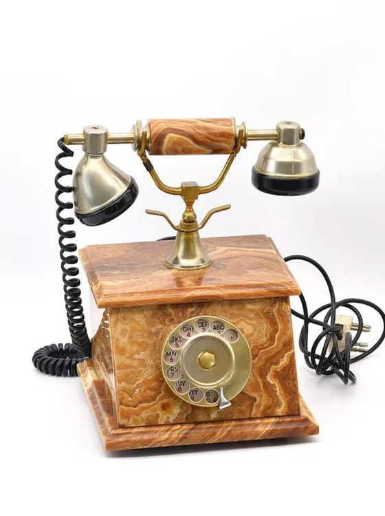 Image 1 of Telefono rotante vintage in marmo onice
