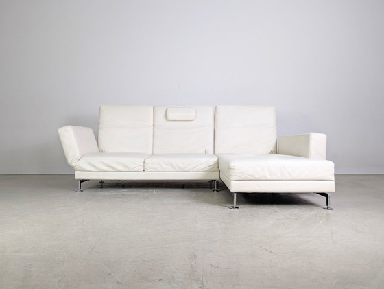 Image 1 of Original Brühl Moule Ecksofa Design Couch Leder weiß klappbar