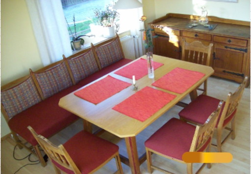 Unique oak dining room – eetkamerset, Metal, Textile