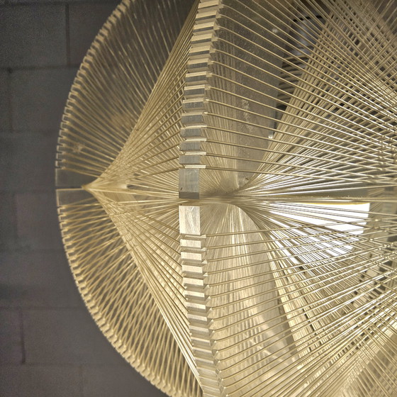 Image 1 of Vintage design Space-Age Paul Secon nylon draad hanglamp Sompex (70s) Spiderweb Swag lamp