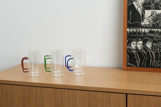 Image 1 of Set van zes glazen, Deens design, jaren 70, gemaakt in Denemarken.