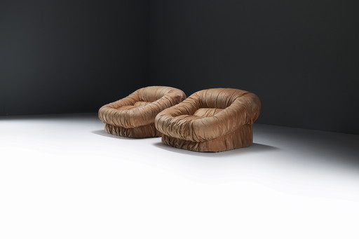 Stunning Vintage Lounge Chairs By De Pas D’Urbino Lomazzi For Dall’Oca Italy