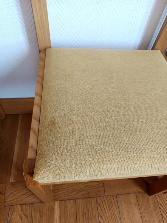 Image 1 of 6 stoelen in Scandinavische stijl, gemaakt van iepenhout en stof.