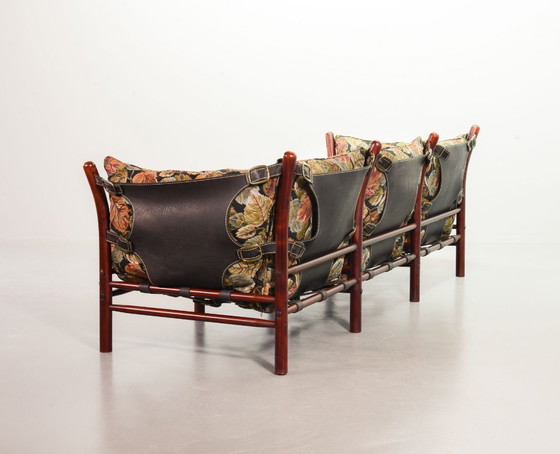 Image 1 of Beautiful Arne Norell 3-Seat ‘Ilona’ Rosewood Sofa for Arne Norell AB Aneby Möbler with Autumn Leaves Fabric Upholstery. Sweden.