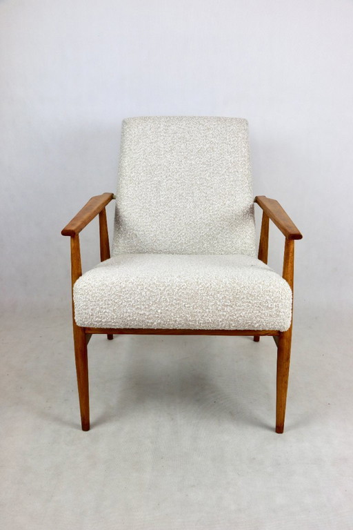 Chaise facile Fox en bouclette blanc ivoire, 1970