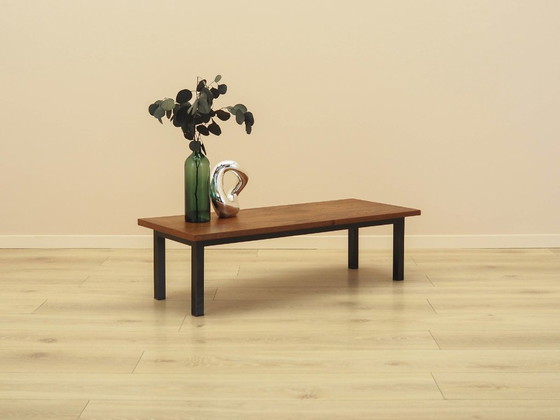 Danish Teak Veneer Coffee Table on Metal Legs, 1960s – Wood (photo 4 of 9)