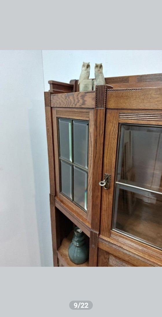 Image 1 of Antique Cupboard Serving Cabinet Amsterdam School Art Deco