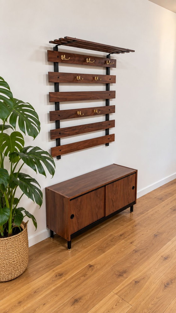 Vintage Scandinavian design coat rack – Metal, Wood (photo 3 of 6)