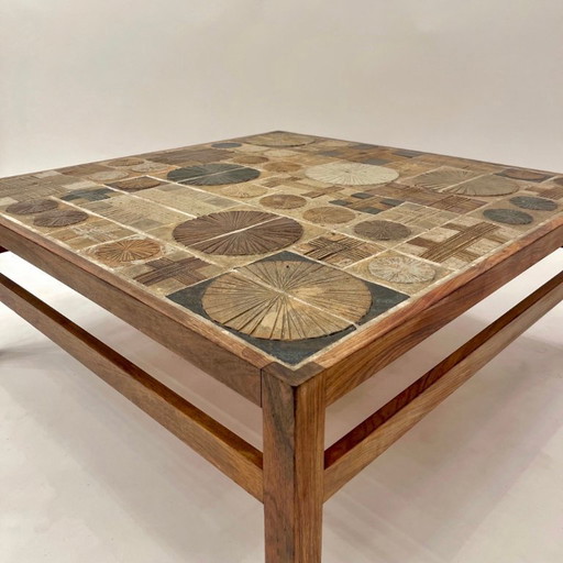 Table basse en céramique et bois de rose par Tue Poulsen