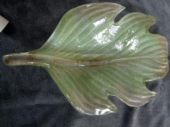 Image 1 of giant sconces painted murano glass leaf 63cm