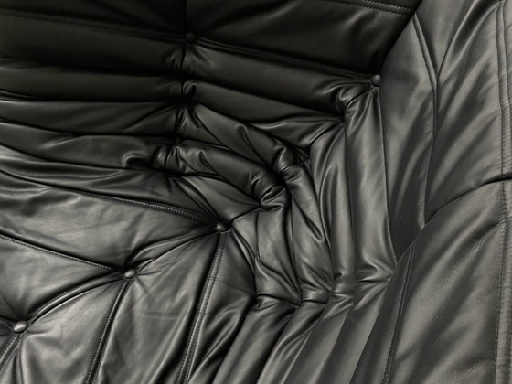 Image 1 of Identical Replica Ligne Roset Togo Sofa – Black Leather – 100% Italian Leather