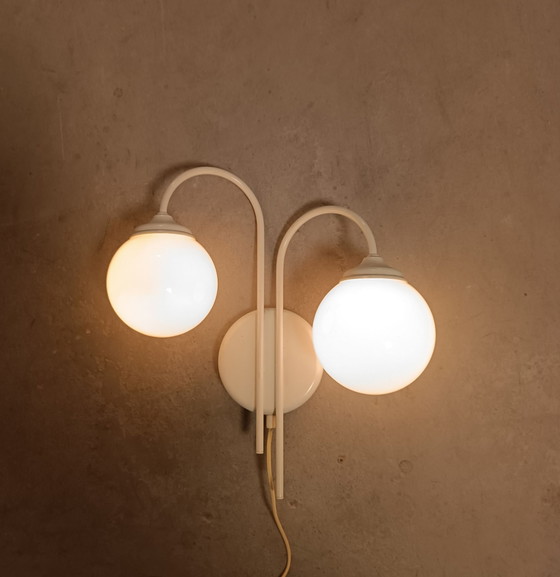 Vintage 2 glazen bollen wandlamp – Wandlampen, Metaal (photo 3 of 14)