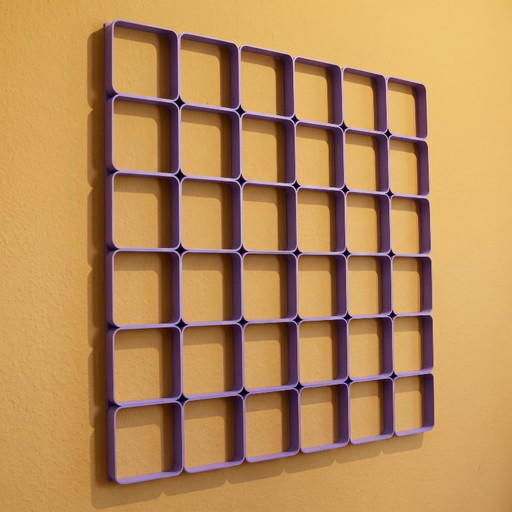 Set van 4 Paarse Space Age Plastic Wandpaneel Modulair Systeem, jaren 70 | 3D Wandpaneel | Wanddecoratie Midcentury Wall Art
