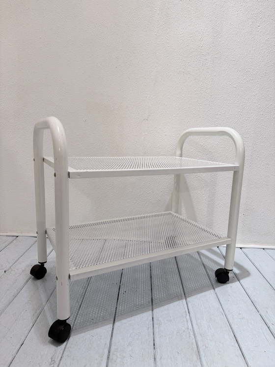 Vintage metal trolley / bar cart, white, 70s/80s (photo 15 of 15)