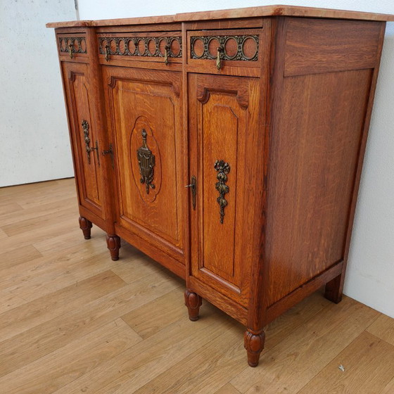 Image 1 of Antique vintage sideboard chest of drawers bathroom vanity with marble top