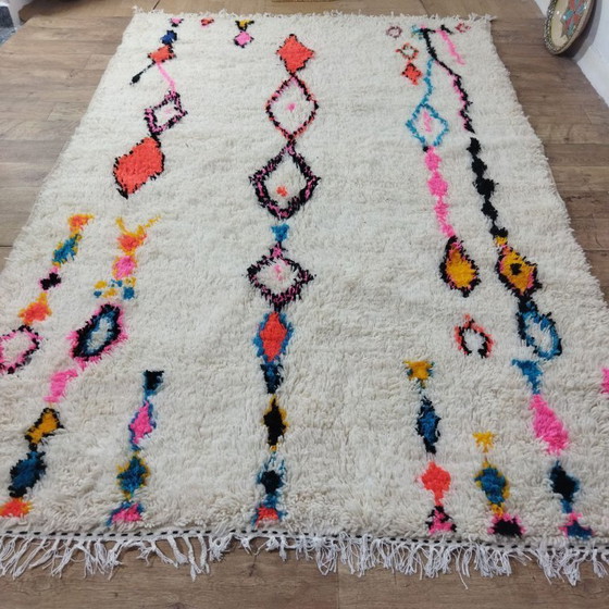 Image 1 of Colorful Beni Ourain Berber Rug – Groot Handgemaakt Marokkaans Tapijt (300 × 200 cm)
