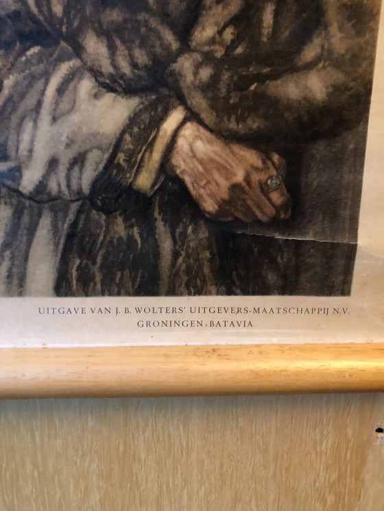 Image 1 of Vintage schoolplaat schoolkaart Een Stad in de Middeleeuwen 110 x 75  JB Wolters Groningen