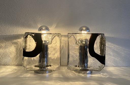 Lampes de table vintage Murano Fratelli Toso, Vistosi années 70