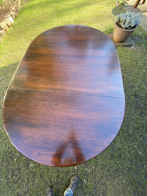 Antique English gateleg table, solid wood, oval, extendable