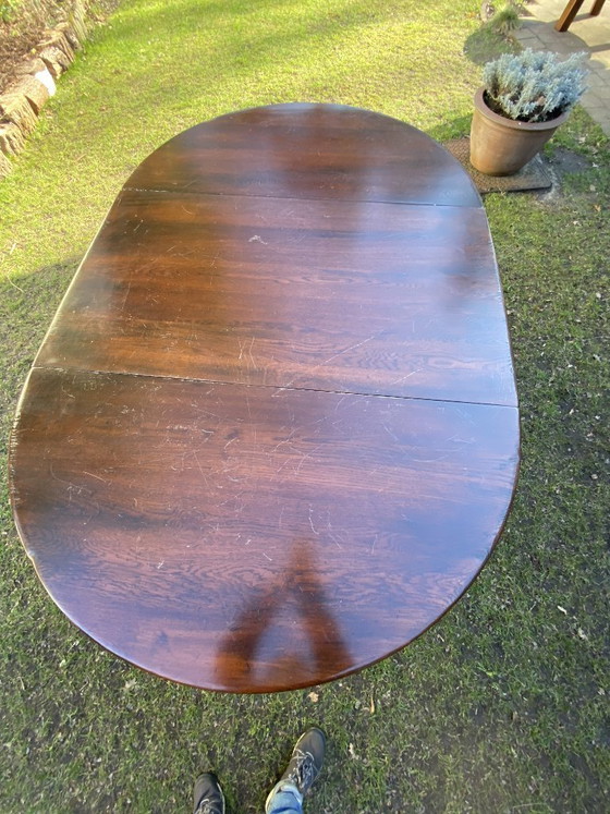 Image 1 of Antique English gateleg table, solid wood, oval, extendable