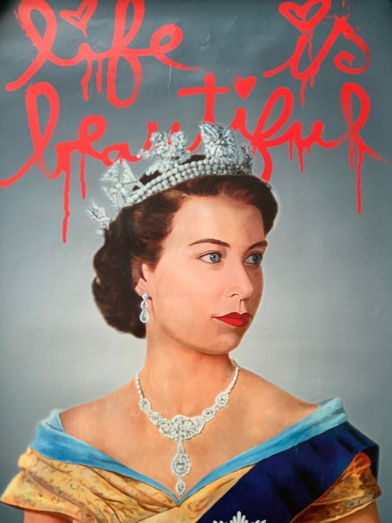 Image 1 of Mr Brainwash – La vida es bella – Reina Isabel II – Póster Offset 2012