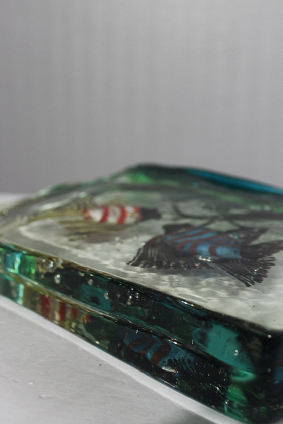 Image 1 of 5.5 Kg Large Aquarium sculpture Alfredo Barbini Cenedese blown glass Murano 1970s