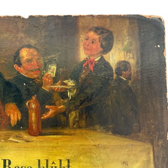 Image 1 of Antikes deutsch-französisches Café-Gemälde – Die Rose blüht