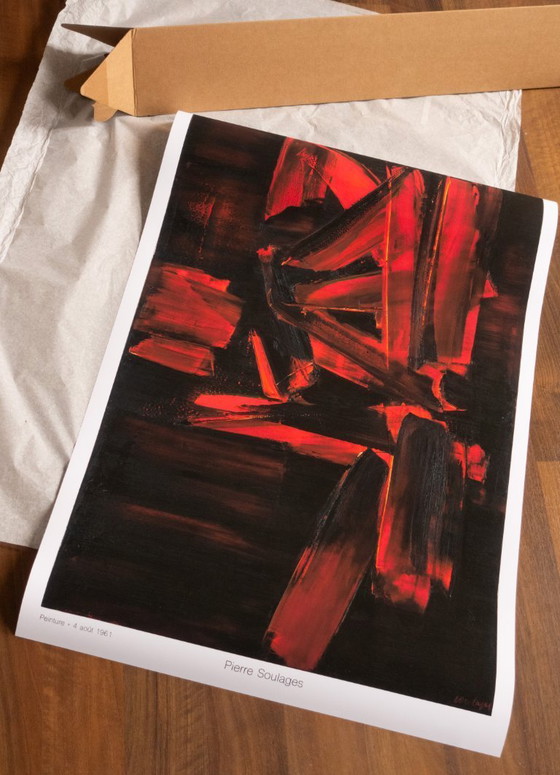 Image 1 of Chef-d'œuvre rouge de Pierre Soulages - 4 août 1961 - Poster 61 × 91 cm