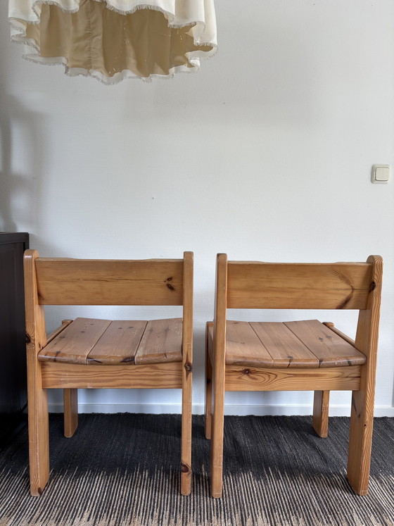 Image 1 of   Vintage Ate van Apeldoorn set pine wood stoelen brutalist