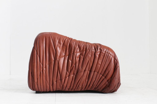 Fauteuil Vintage Piumino Cuir Cognac Jonathan de Pas 1970
