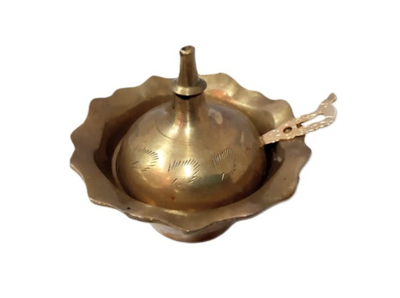 Image 1 of Vintage brass sugar bowl with spoon