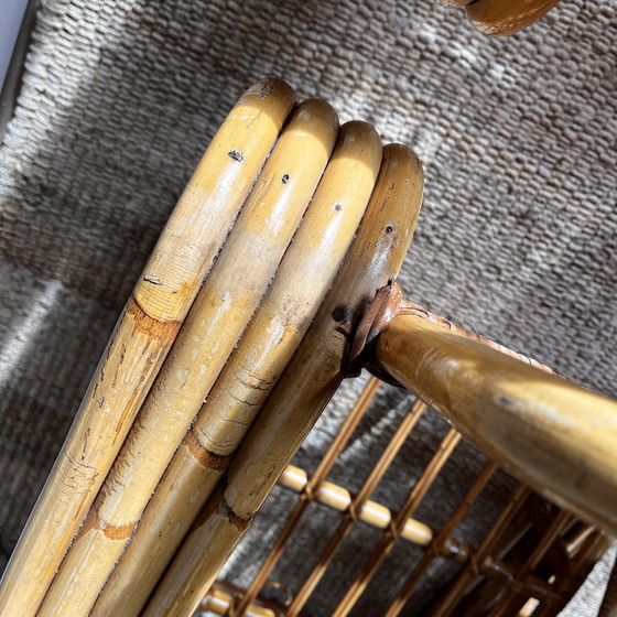 Image 1 of Ensemble de fauteuils en rotin et bambou, style Paul Frankl
