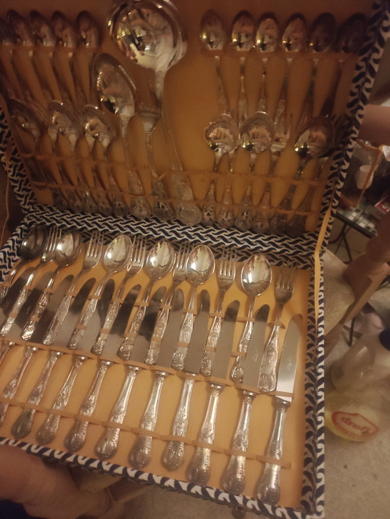 Image 1 of Elegante juego de cubiertos plateados de 70 piezas – Decoración clásica Rocaille/Shell