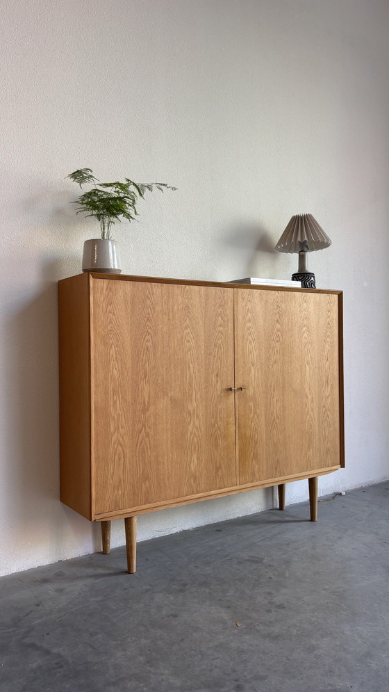 Image 1 of Vintage Danish wall cabinet- highboard oak
