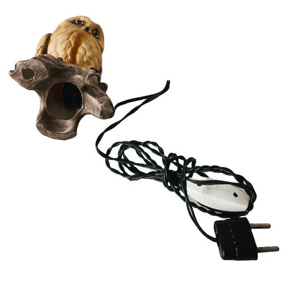 Image 1 of Vintage Ardalt Verithin hand-painted Owl night light Owl lamp 1960s