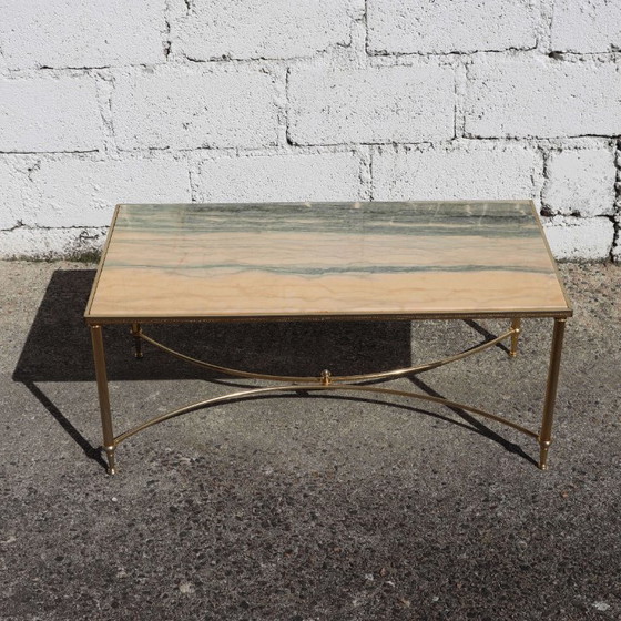 Image 1 of French Vintage Marble Coffee Table - Maison Jansen Lounge Table-Hollywood Regency Style-70s