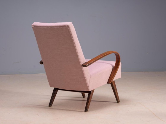 Fauteuils restaurés en bois courbé par Jaroslav Šmídek, paire, Tchécoslovaquie, nouveau revêtement rose, 61 × (photo 6 of 8)