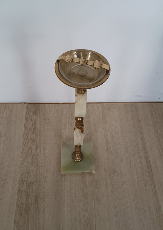 Image 1 of Luxuriöser 50er Jahre Standaschenbecher mit Marmor
