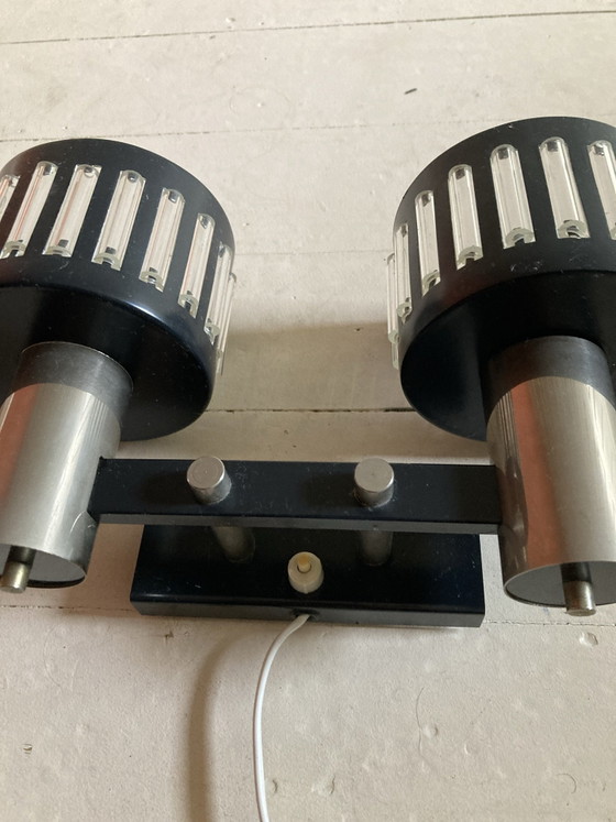 Vintage 60s/70s Wall light metal/glass, Anvia, Black (photo 3 of 5)